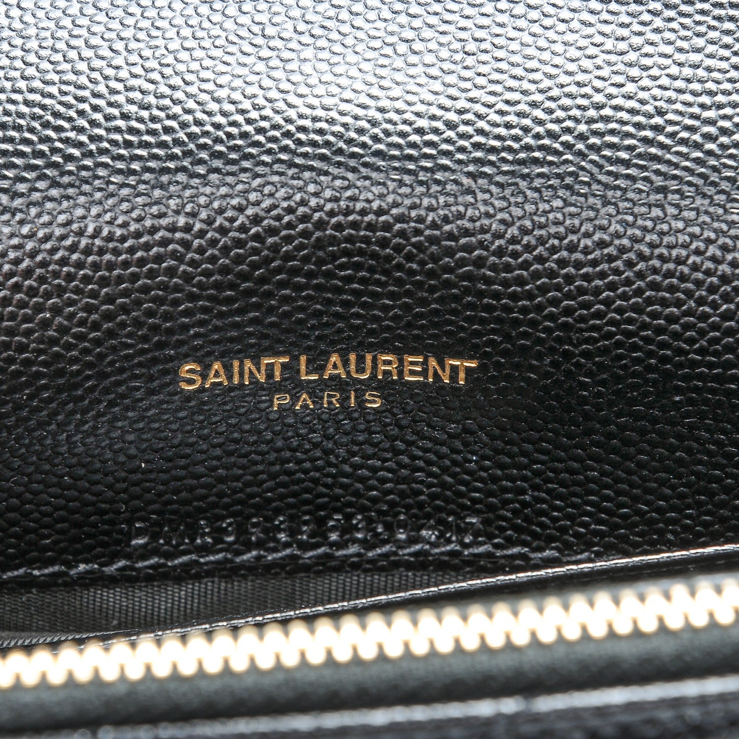 Saint Laurent Grain De Poudre Matelasse Chevron Monogram Chain Wallet Black 7 of 7