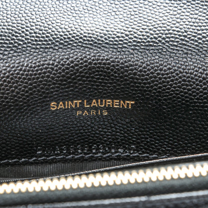 Saint Laurent Grain De Poudre Matelasse Chevron Monogram Chain Wallet Black 7 of 7