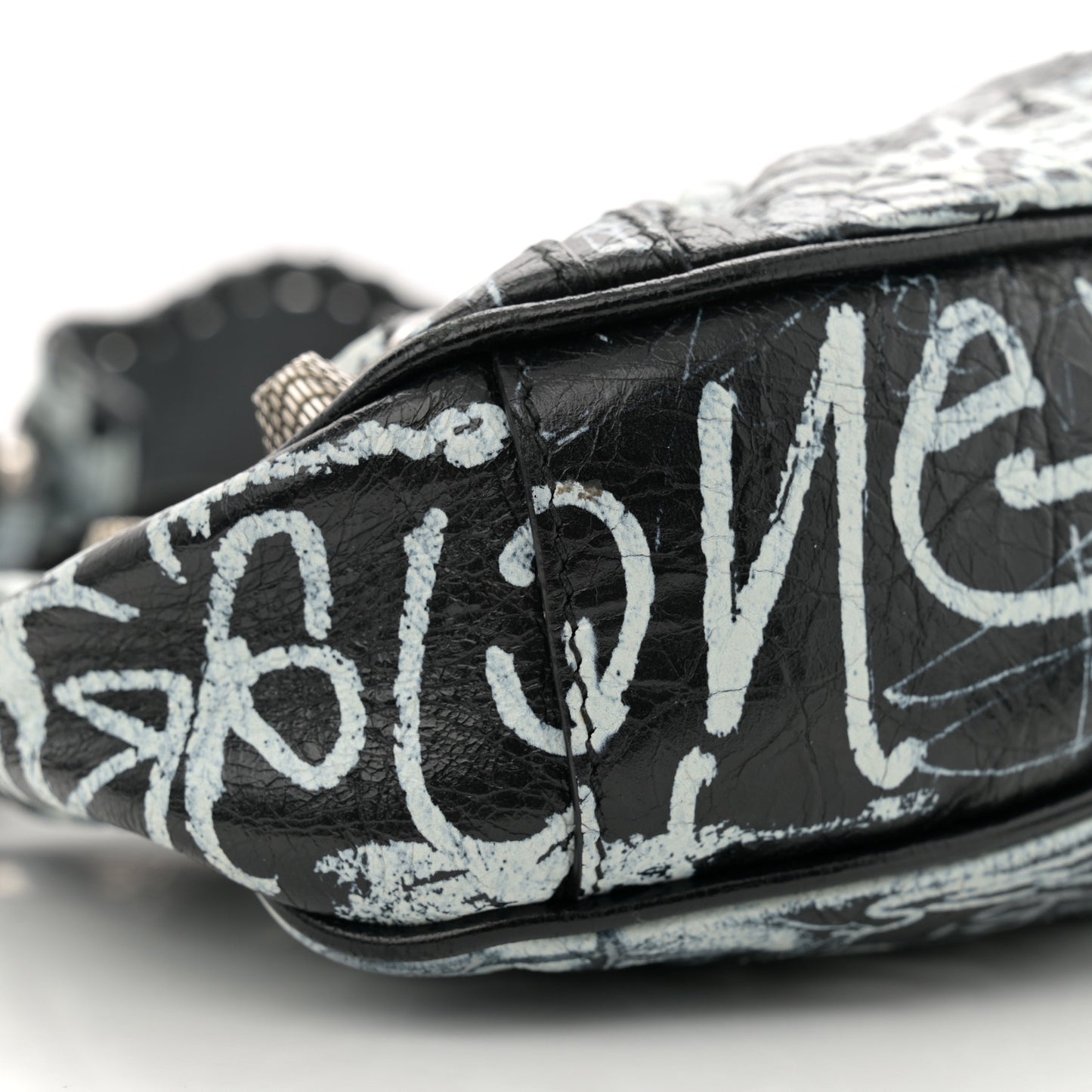 Agneau Arena Graffiti Le Cagole Shoulder Bag XS Black