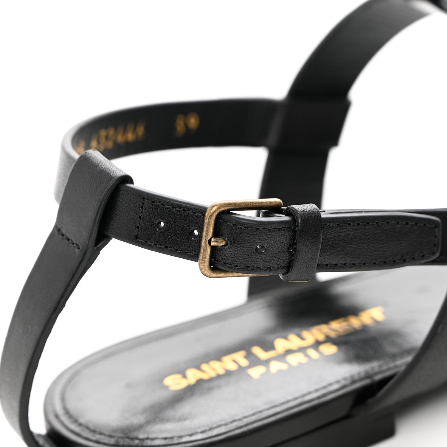 Saint Laurent Calfskin Cassandra Monogram Sandals 39 Black 9 of 12