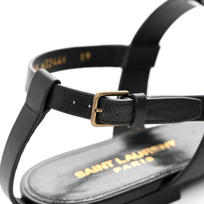 Saint Laurent Calfskin Cassandra Monogram Sandals 39 Black 9 of 12