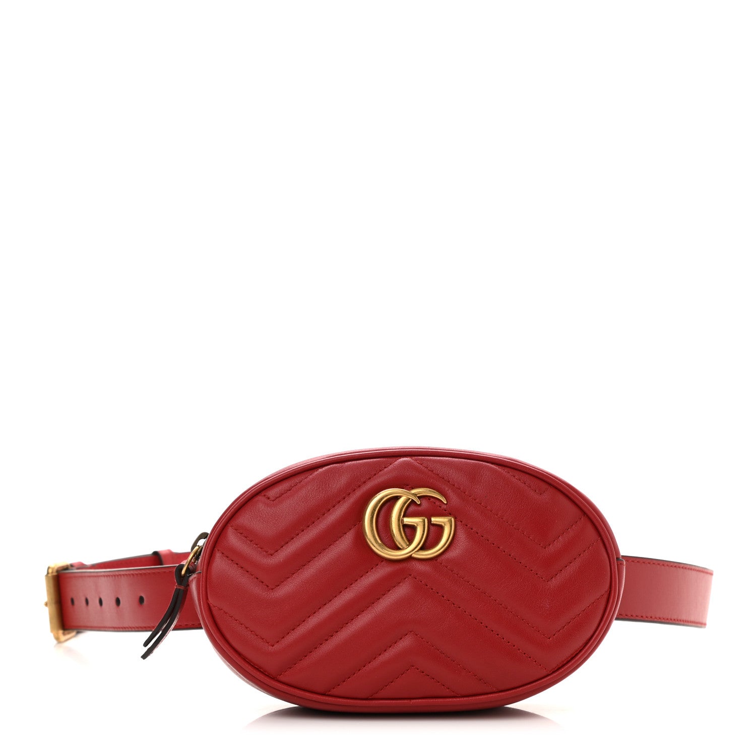 Gucci Calfskin Matelasse GG Marmont Belt Bag 95 38 Hibiscus Red 1 of 9