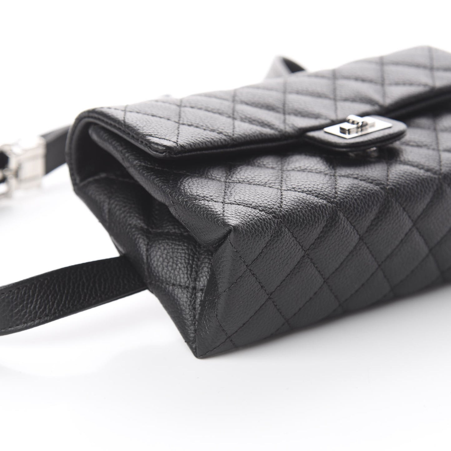 Grained Calfskin Quilted 2.55 Reissue Flap Belt Bag Clutch Black