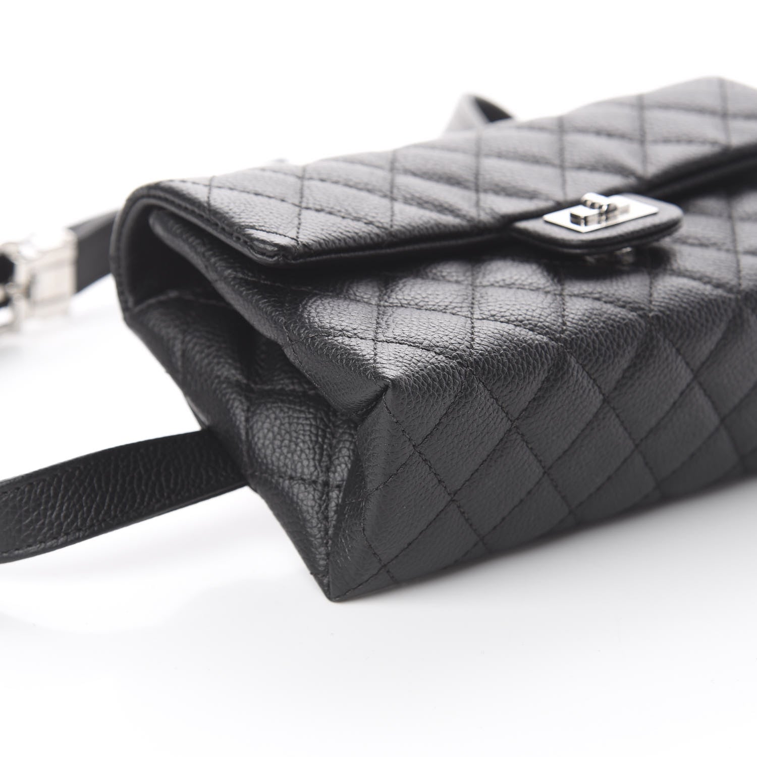 Chanel Grained Calfskin Quilted 2.55 Reissue Flap Belt Bag Clutch Black 5 of 10