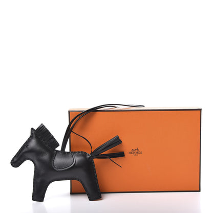 Hermes Milo Lambskin Grigri Rodeo Horse Bag Charm MM So Black 4 of 4