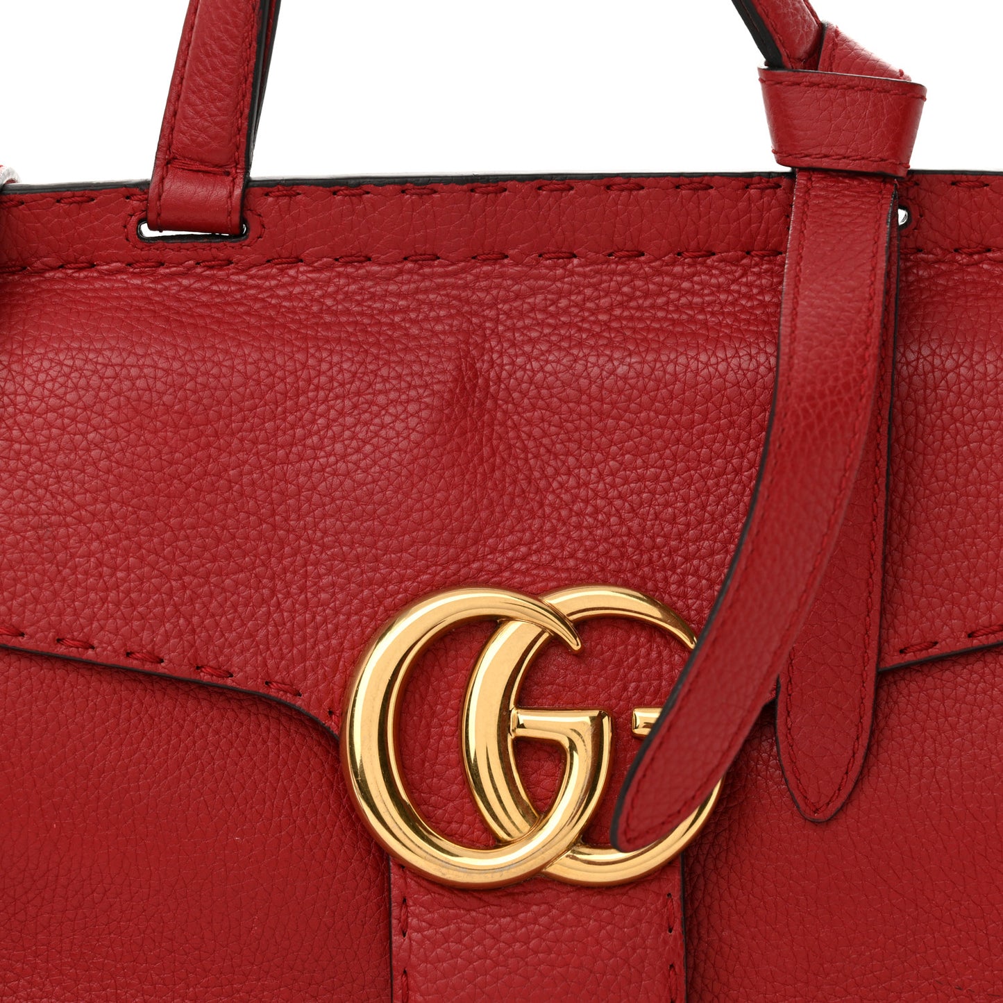 Calfskin Small GG Marmont Top Handle Bag Vulcanic Red