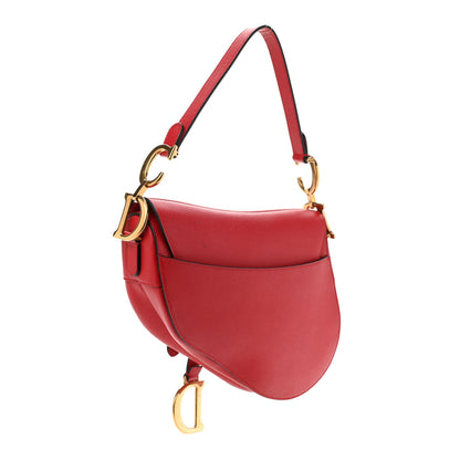 Christian Dior Grained Calfskin Saddle Bag Red 3 of 11