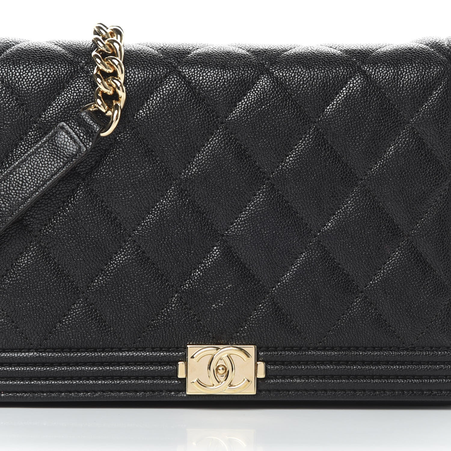 Chanel Caviar Quilted Boy Wallet On Chain WOC Black 9 of 15
