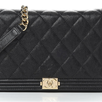 Chanel Caviar Quilted Boy Wallet On Chain WOC Black 9 of 15
