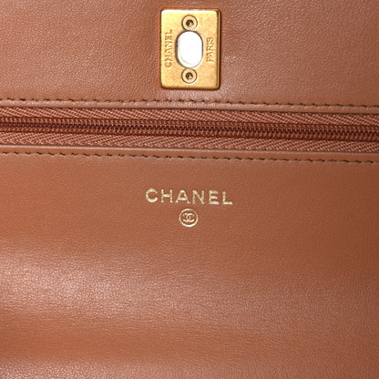 Chanel Shiny Caviar Quilted Pick Me Up Wallet On Chain WOC Beige 6 of 12