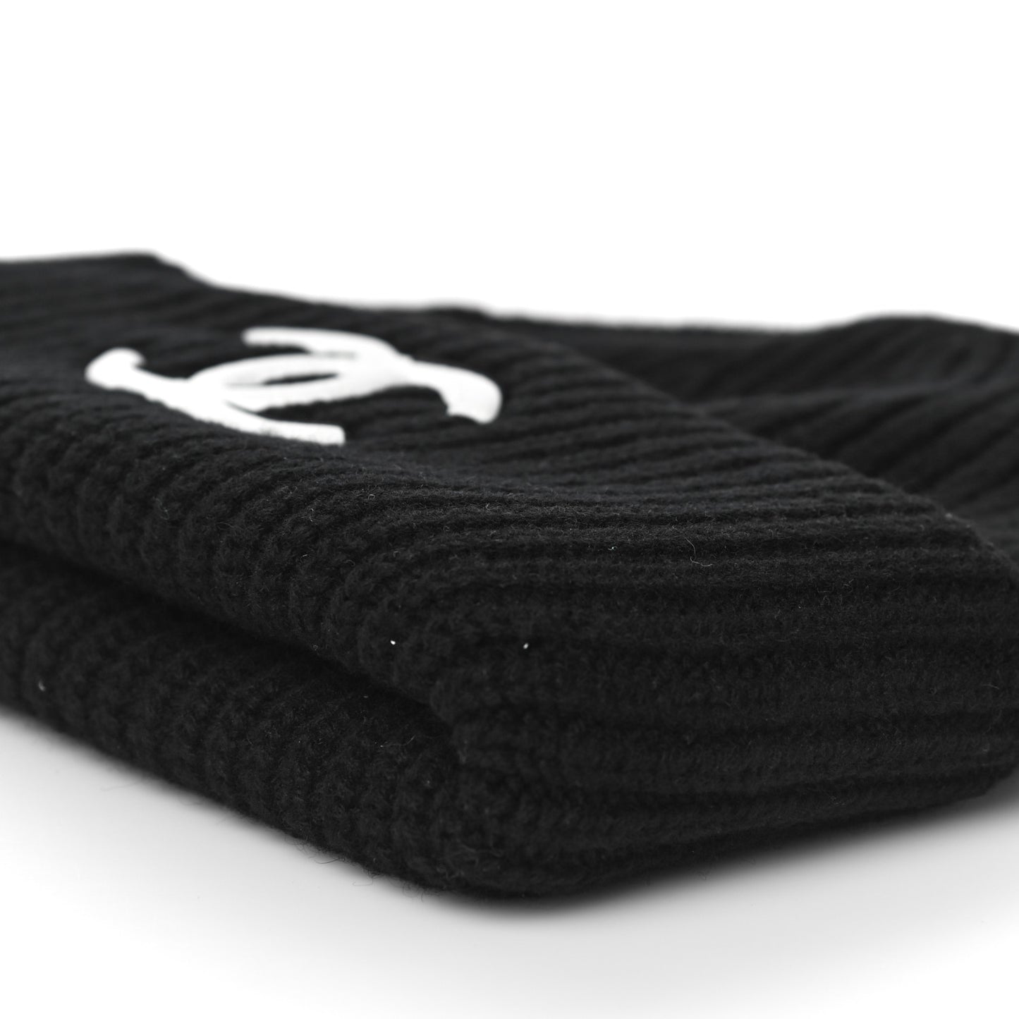 Wool Cashmere CC Beanie Hat Light Black White