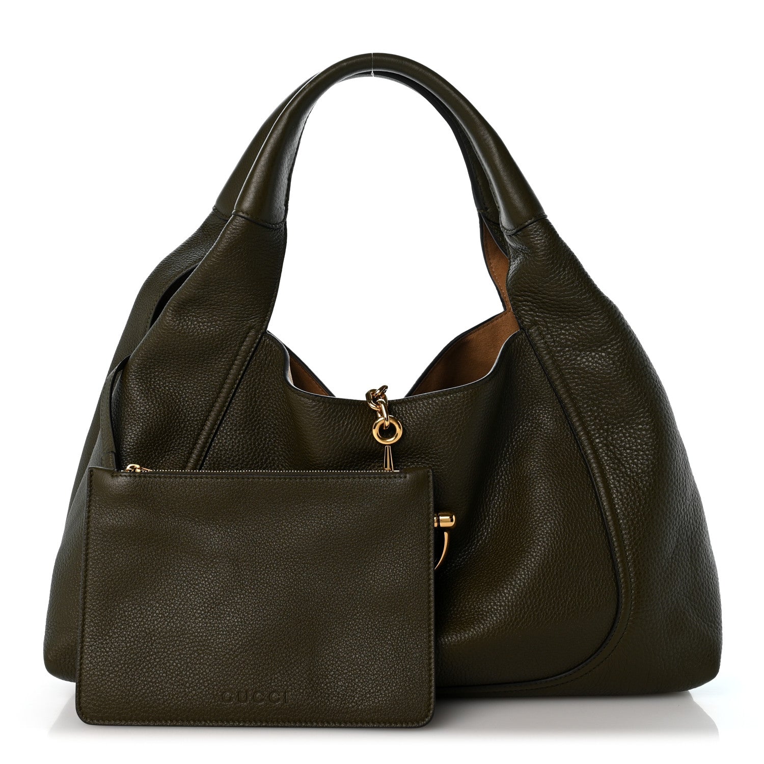 Gucci Grained Calfskin Softbit Maxi Shoulder Bag Forest Green 2 of 11