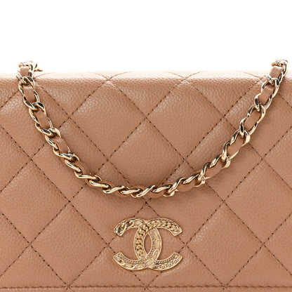Chanel Caviar Quilted Multi Chain Wallet On Chain WOC Beige 9 of 12