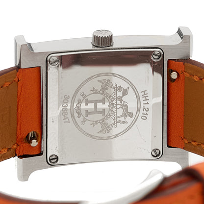 Hermes Stainless Steel Swift 21mm Heure H Hour Quartz Watch Orange 4 of 4