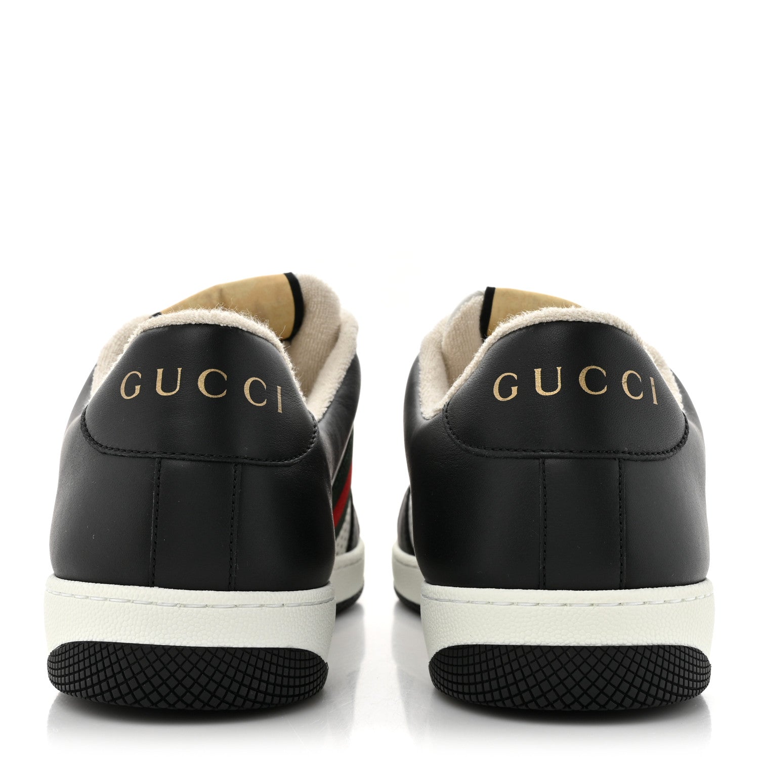 Gucci Calfskin Web Mens Screener Sneakers 10.5 Black White 4 of 10