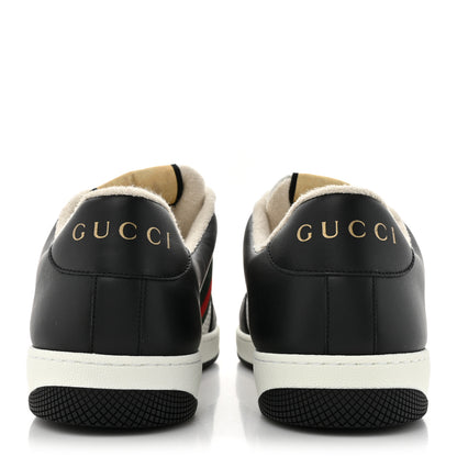 Gucci Calfskin Web Mens Screener Sneakers 10.5 Black White 4 of 10