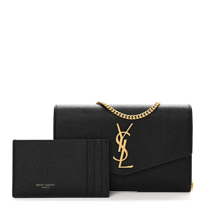Saint Laurent Grain de Poudre Uptown Chain Wallet Black 3 of 10