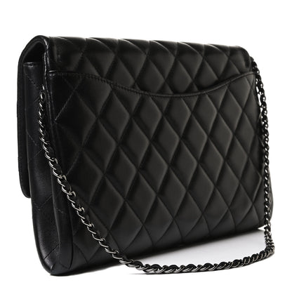 Chanel Lambskin Quilted Clutch With Chain Flap Black 3 of 13
