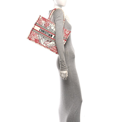 Christian Dior Canvas Embroidered Medium Dioramour D-Royaume Book Tote Red Multicolor 2 of 10