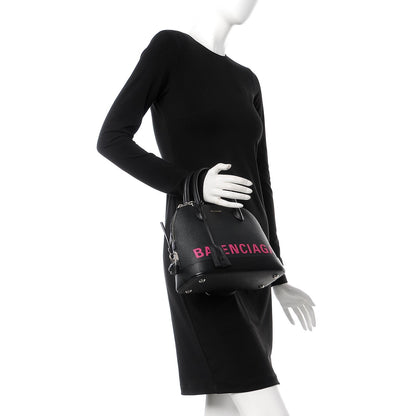 Balenciaga Signature Grained Calfskin Logo S Ville Top Handle Bag Black Rose Shocking 2 of 9