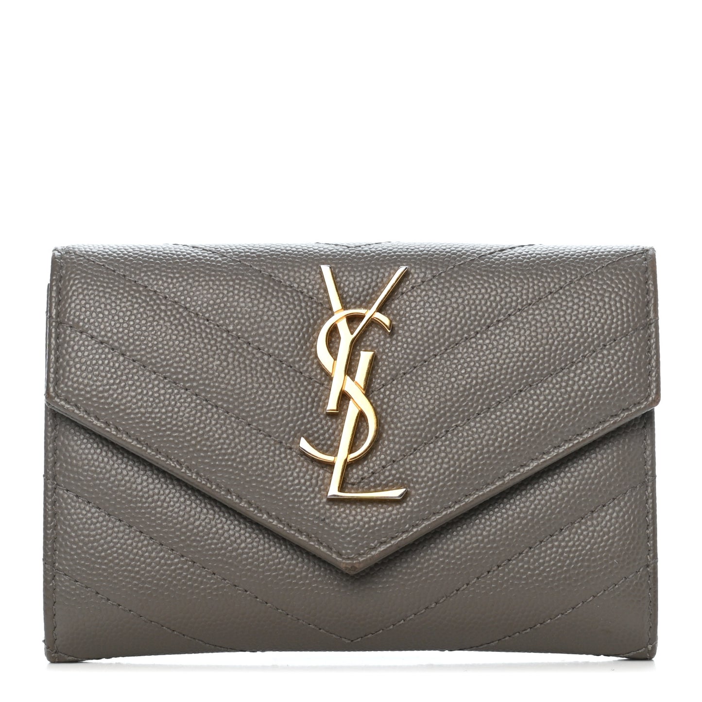 Grain De Poudre Matelasse Chevron Small Monogram Envelope Wallet Fog