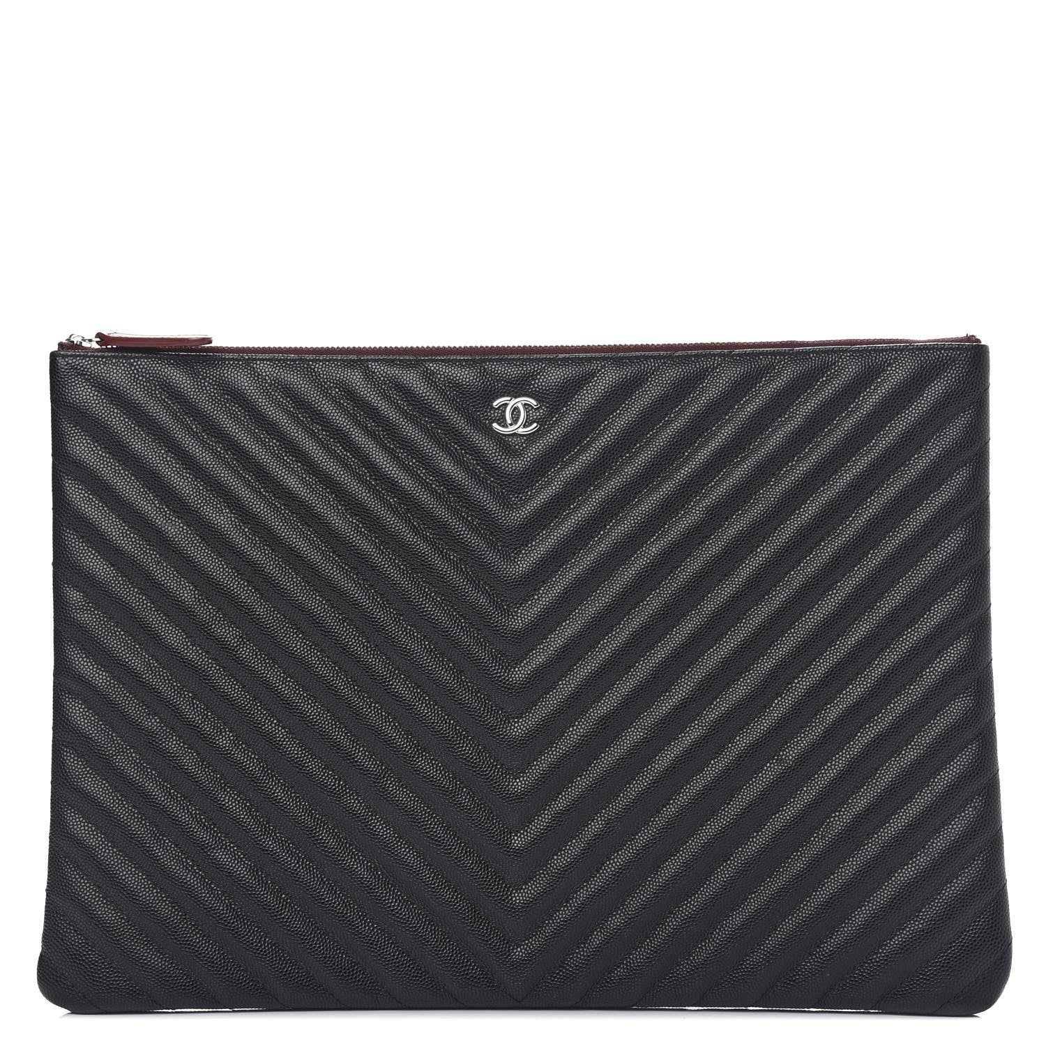 Chanel Caviar Chevron Quilted Large Cosmetic Case Black 1 of 7