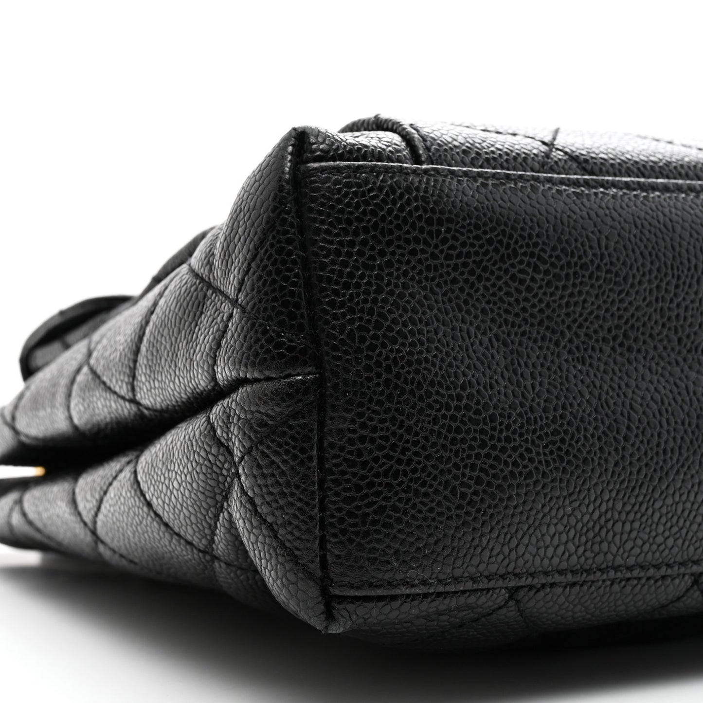 Caviar Quilted Pocket Shopping Tote Black