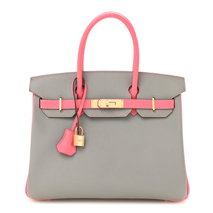 Hermes Epsom Horseshoe Birkin 30 Gris Mouette Rose Azalee 1 of 10
