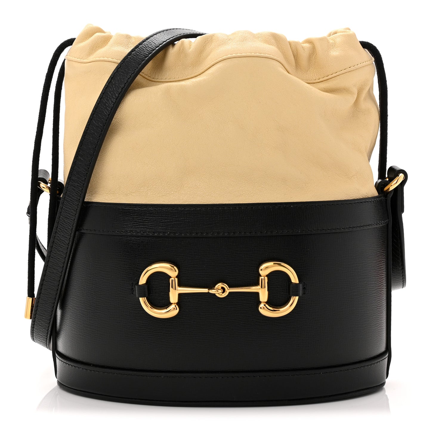 Azalea Sakai Be Green Calfskin Horsebit 1955 Drawstring Bucket Bag Black Butter