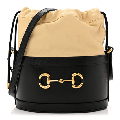 Gucci Azalea Sakai Be Green Calfskin Horsebit 1955 Drawstring Bucket Bag Black Butter 1 of 10