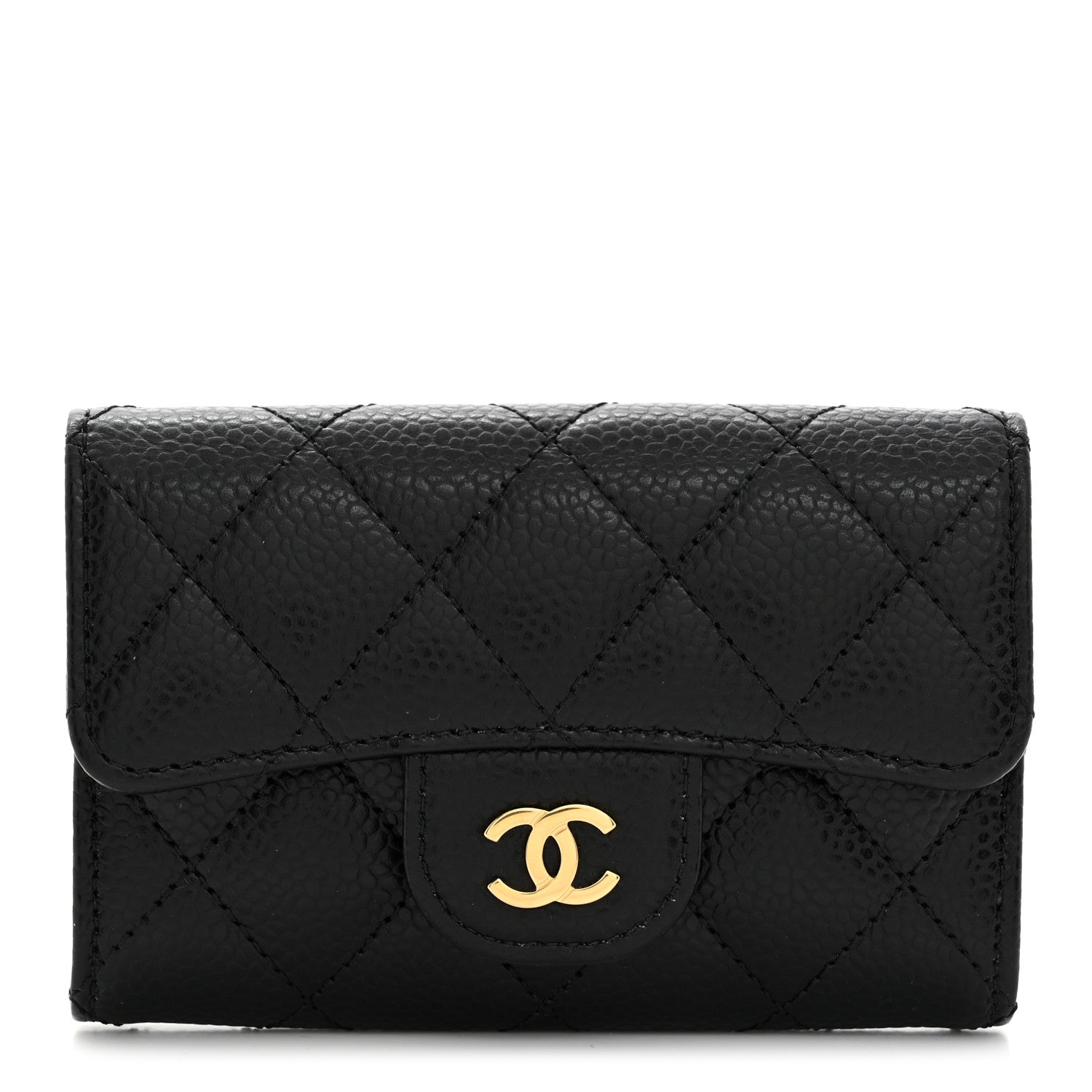 Chanel Caviar Quilted Flap Card Holder Wallet Black 2 of 18