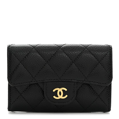 Chanel Caviar Quilted Flap Card Holder Wallet Black 2 of 18