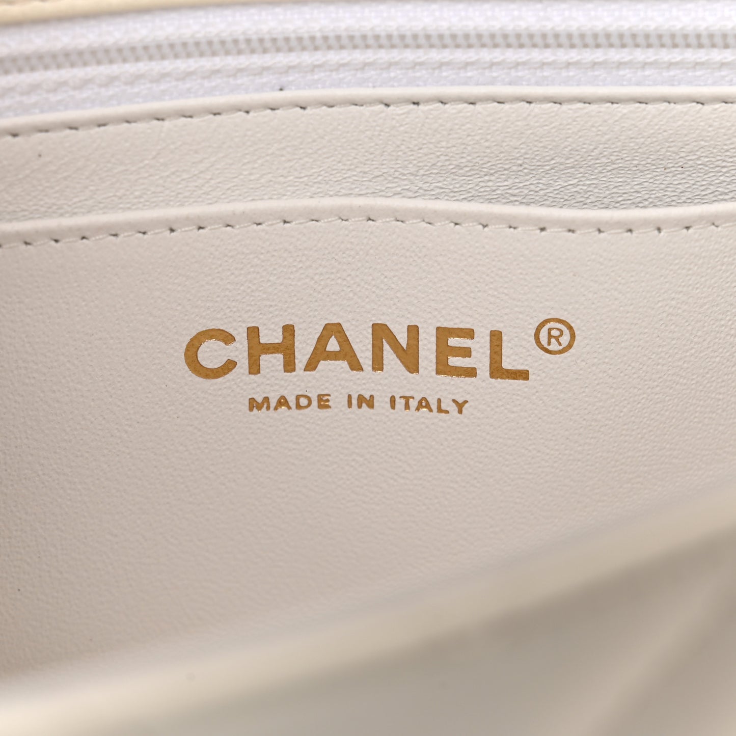 Lambskin Chevron Quilted Mini Rectangular Flap White