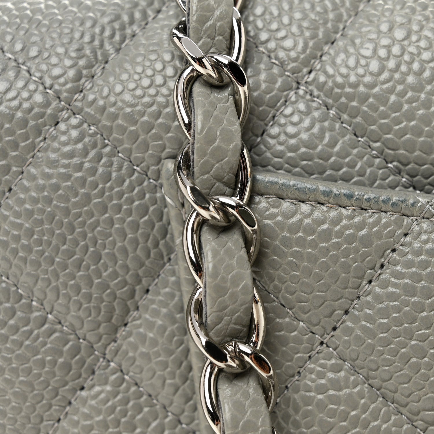 Chanel Caviar Quilted Mini Rectangular Flap Light Grey 12 of 13