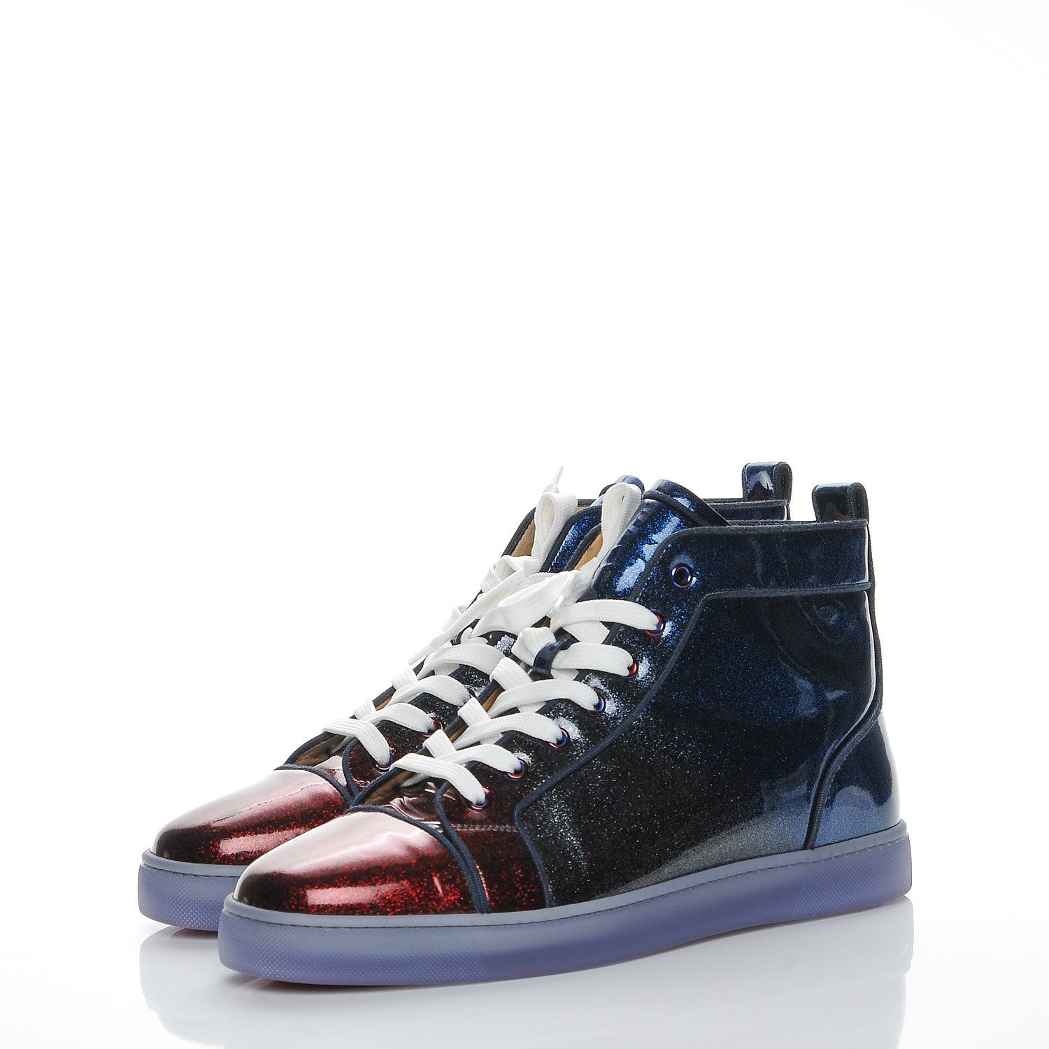 Christian Louboutin Patent Louis Orlato Degrade Sneakers 44 Red Charcoal Blue 3 of 11