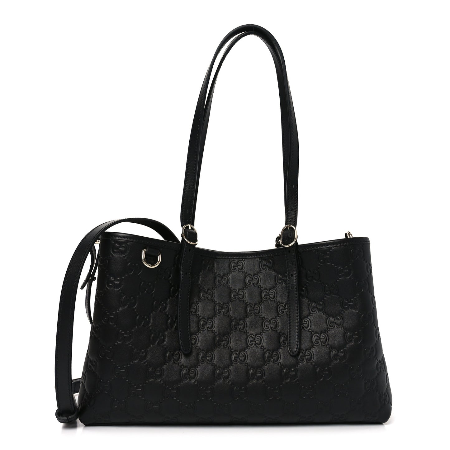 Calfskin GG Monogram Emblem Medium Tote Bag Black