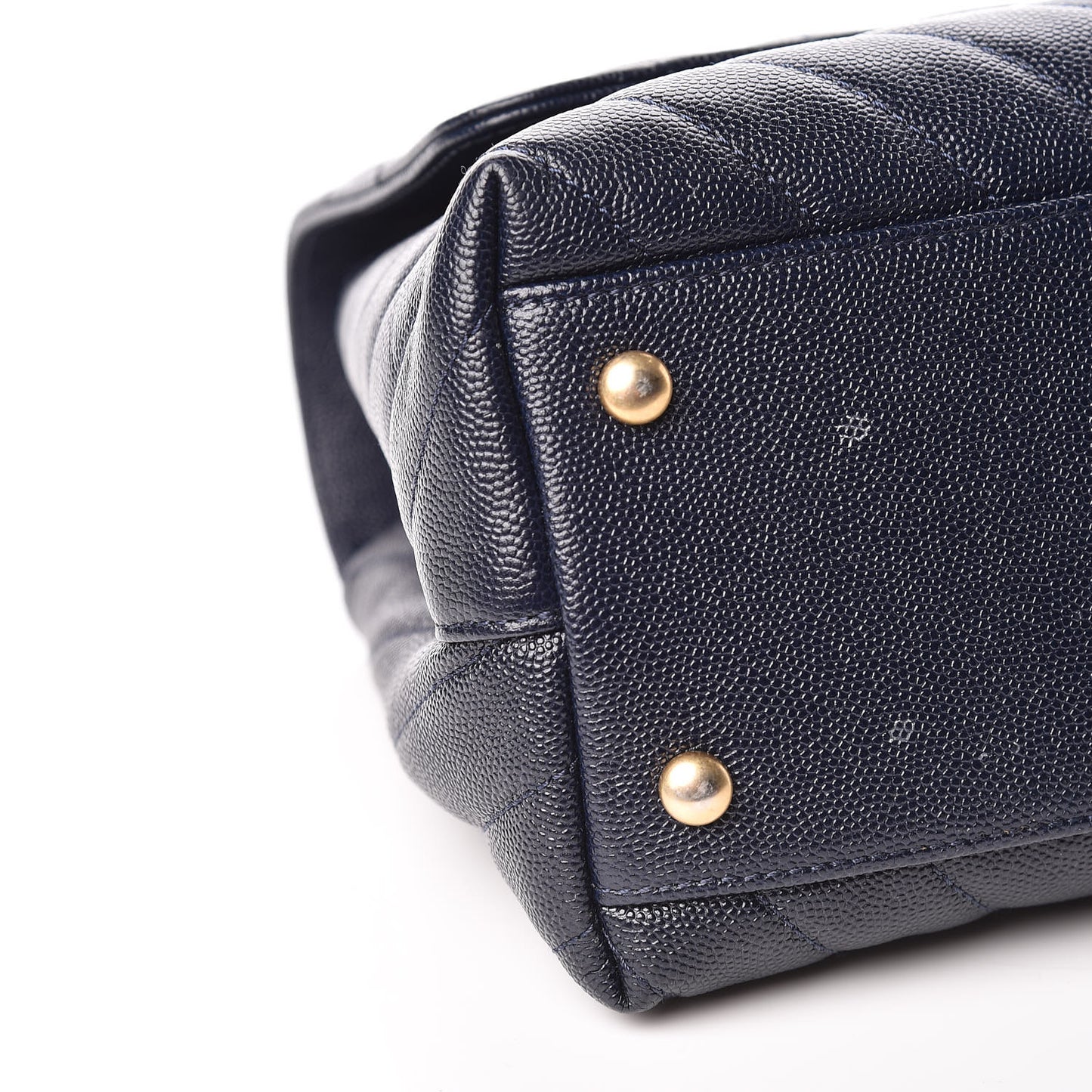 Caviar Chevron Quilted Small Coco Handle Flap Navy