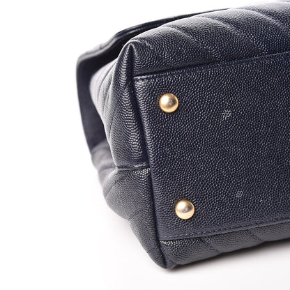 Chanel Caviar Chevron Quilted Small Coco Handle Flap Navy 6 of 12