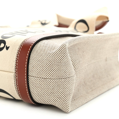 Chloe Cotton Calfskin Small Woody Ribbon Tote With Strap White Brown 10 of 10