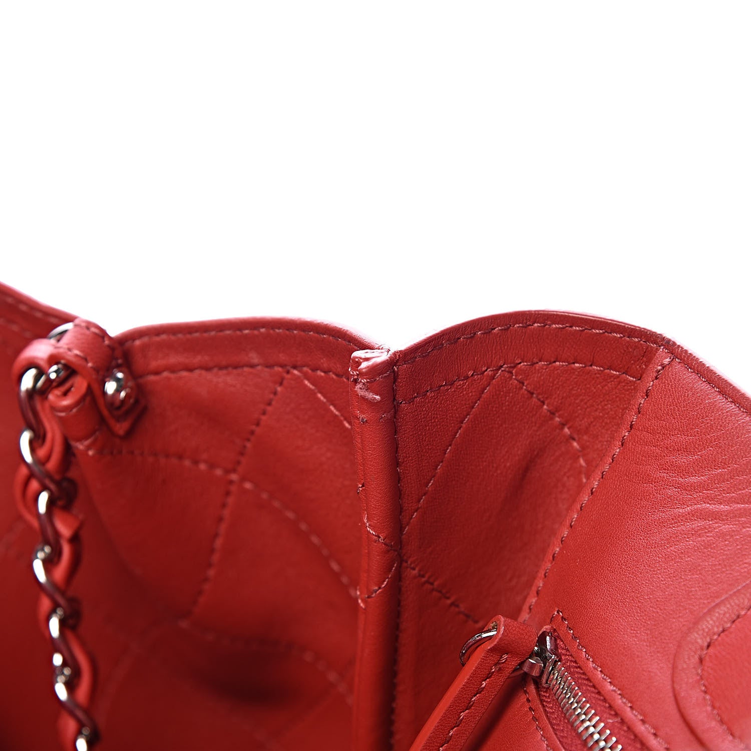 Chanel Lambskin Stitched Large Shopping Tote Red 15 of 19