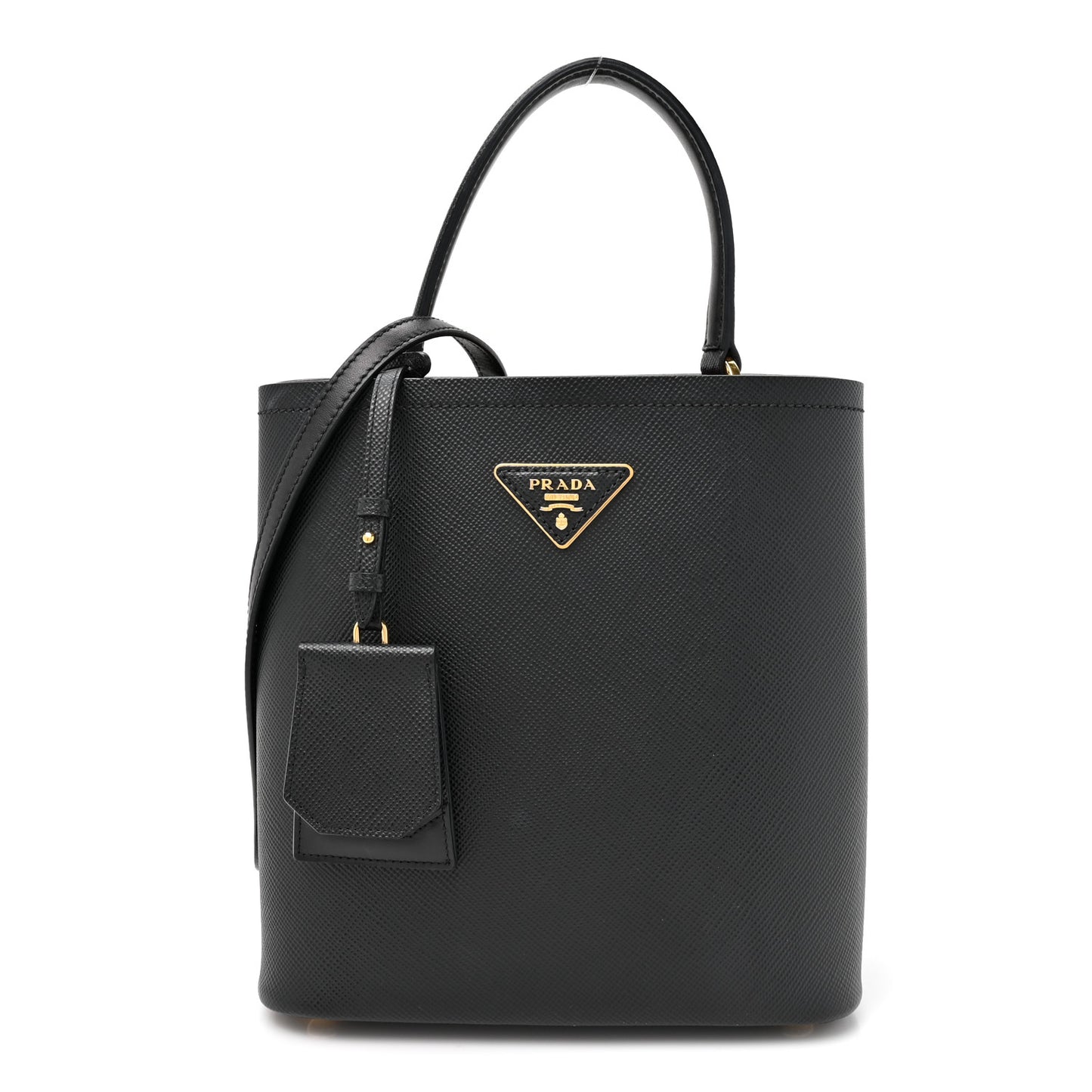 Saffiano Cuir Medium Panier Bucket Bag Black Fuoco