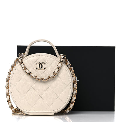 Chanel Caviar Quilted Round Handle With Care Vanity With Chain White 11 of 11