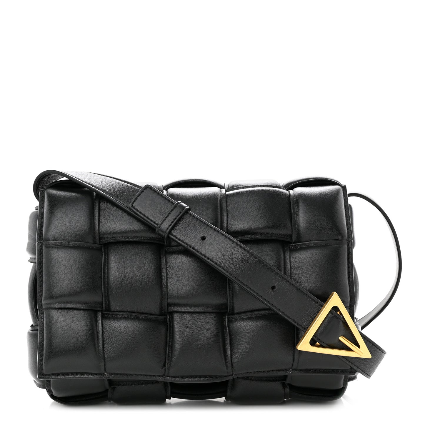 Nappa Maxi Intreccio Padded Cassette Crossbody Bag Black