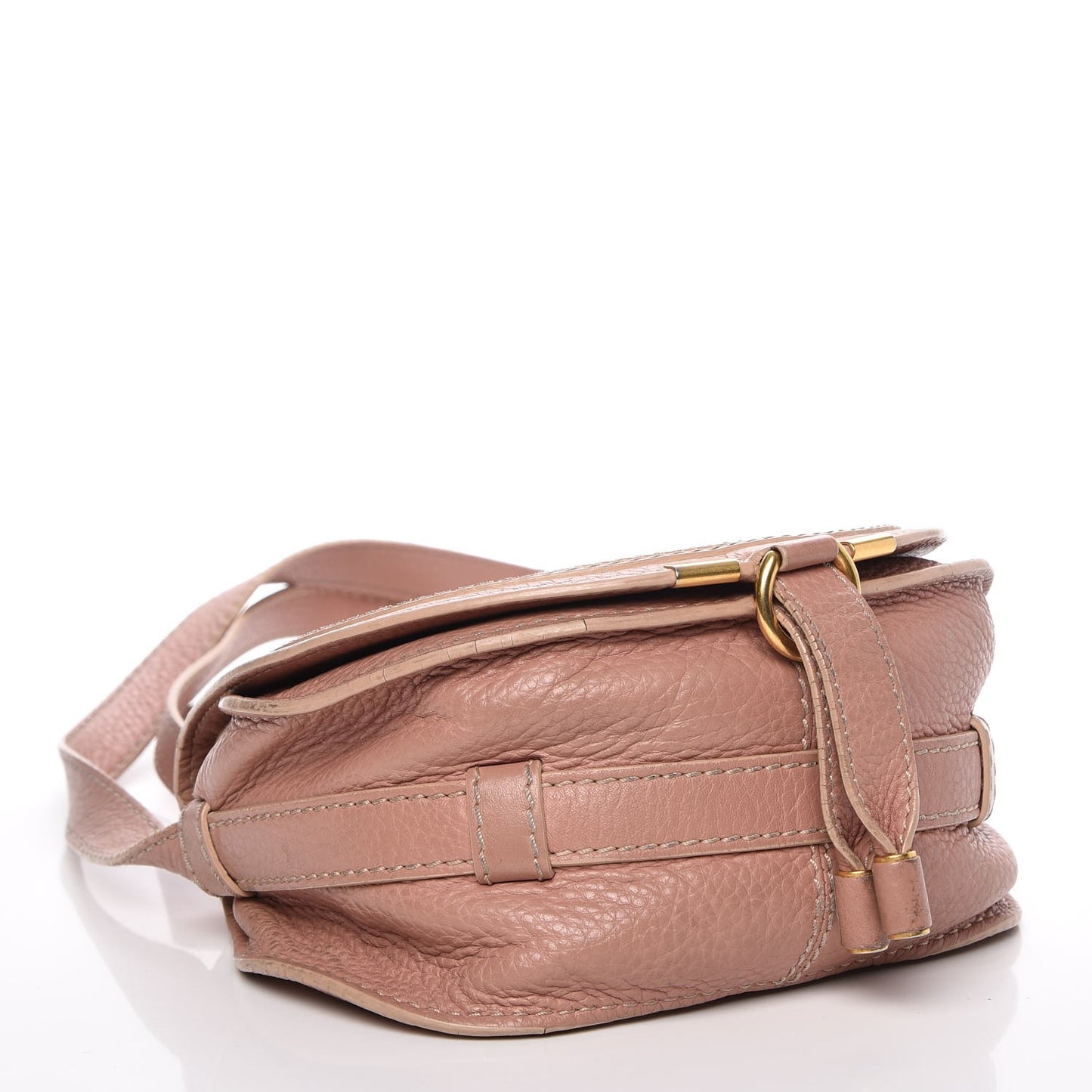Grained Calfskin Small Marcie Saddle Bag Anemone Pink