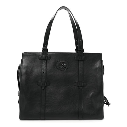 Gucci Calfskin Tonal GG Medium Tote Bag Black 1 of 15