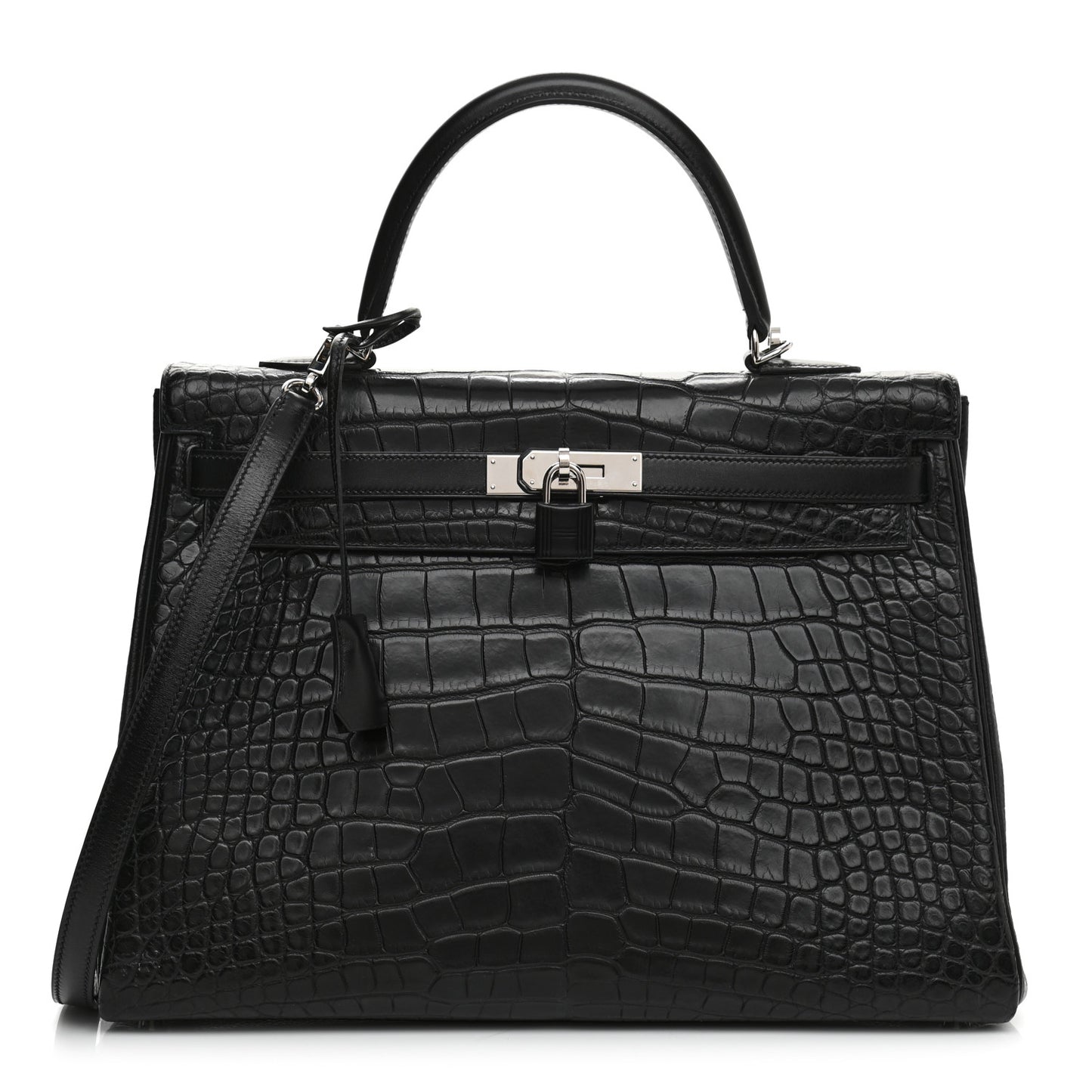 Matte Taurillon Clemence Box Kelly Retourne 35 Black