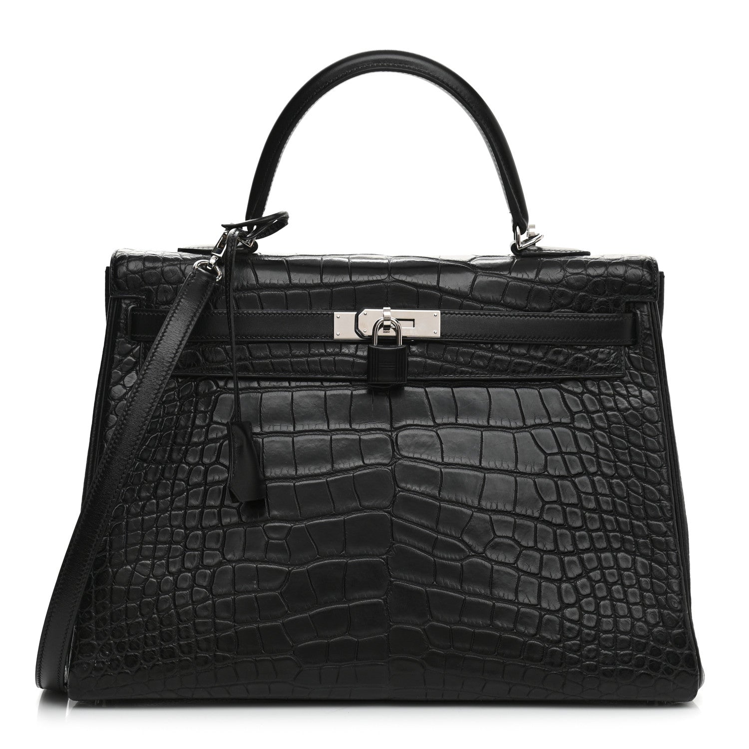 Hermes Matte Taurillon Clemence Box Kelly Retourne 35 Black 1 of 16