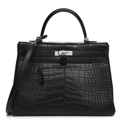 Hermes Matte Taurillon Clemence Box Kelly Retourne 35 Black 1 of 16