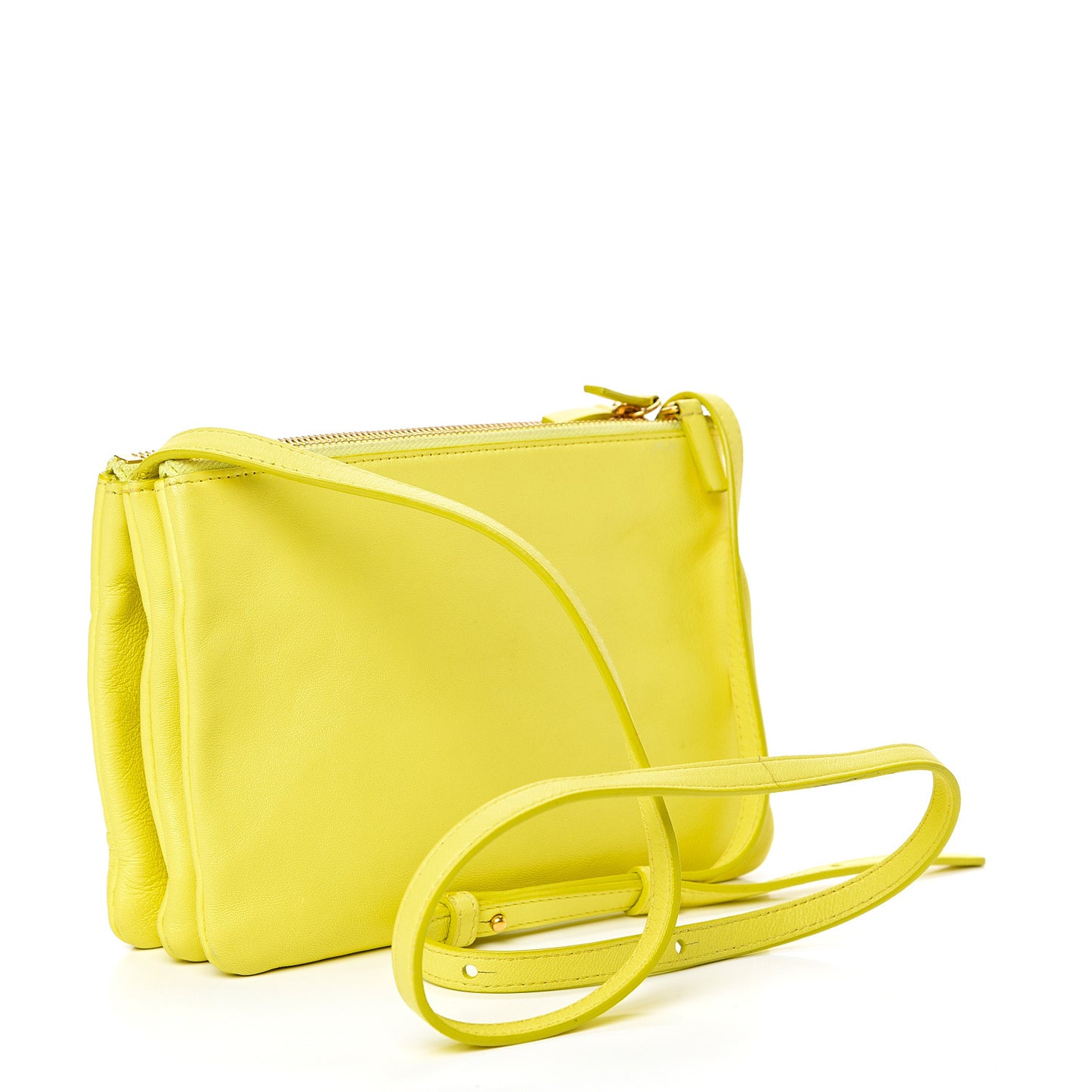 Lambskin Small Trio Crossbody Bag Fluo Yellow