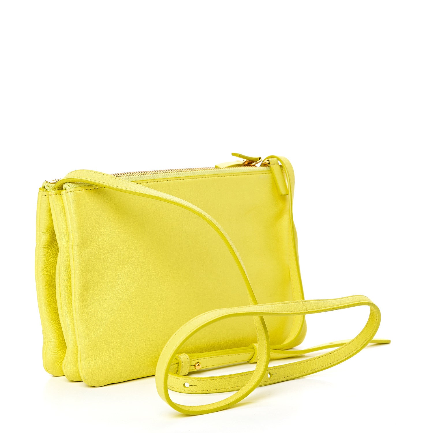 Celine Lambskin Small Trio Crossbody Bag Fluo Yellow 2 of 15